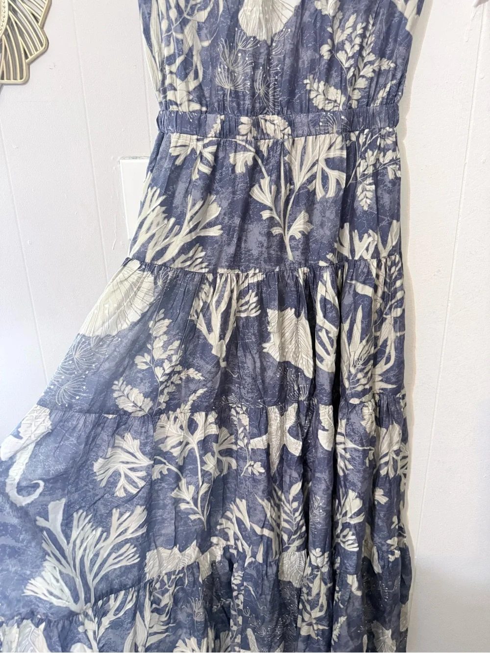 Pinch Navy & Cream Botanical Sleeveless Maxi Dress